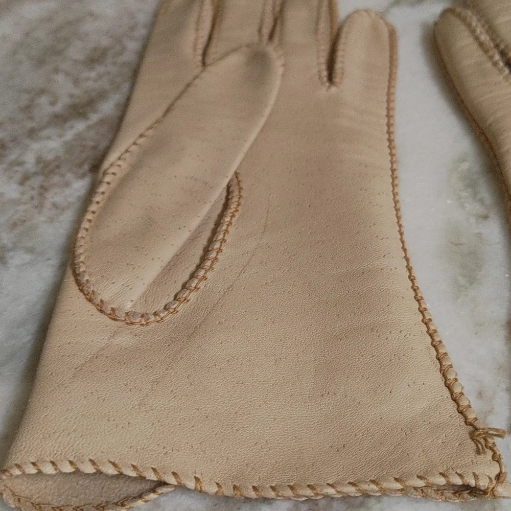 Vintage The Deerskin Trading Post Leather Tan Gloves Size 6.5